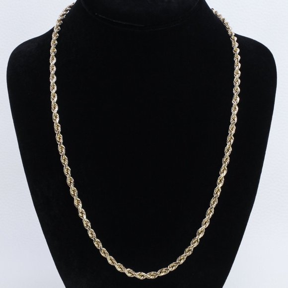 14k Solid Gold Diamond Cut Rope Chain Necklace 23" - Picture 5 of 6